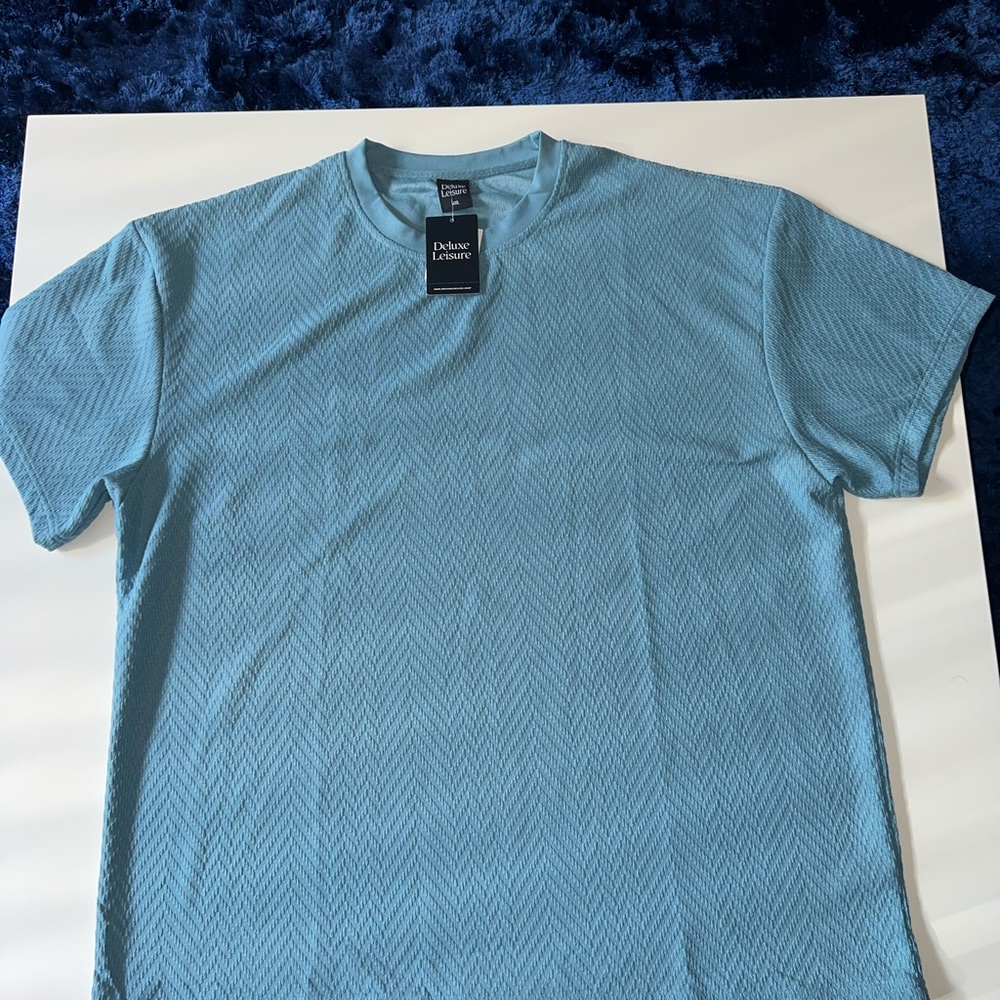 Original Deluxe Men's Sky Blue Textured Crew Neck Tee